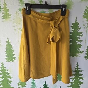 American Apparel Mustard Tie Wrap A-Line Skirt
